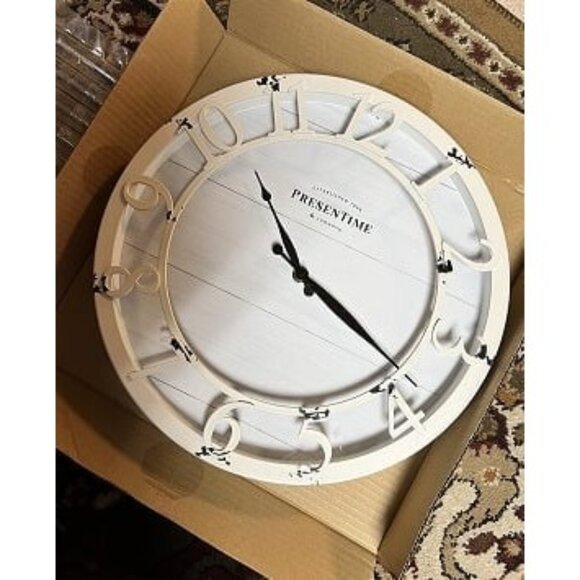 New 10" Farmhouse Series Wall Clock, Shiplap Style, Raised 3D Arabic Numeral - Picture 1 of 1